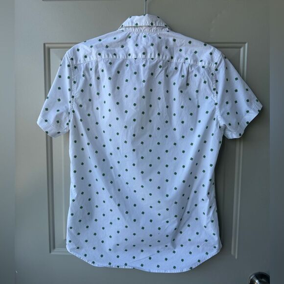 J.Crew Men’s Slim Fit Flex Shirt White Clover Embroidery St. Patrick’s Sz S - Picture 3 of 6